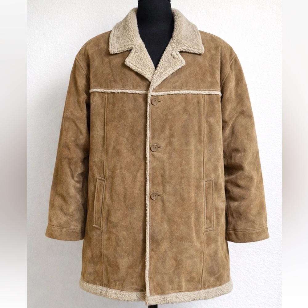 Wilsons Leather M. Julian Shearling Coat 3X Brown Genuine Leather Sherpa Lined